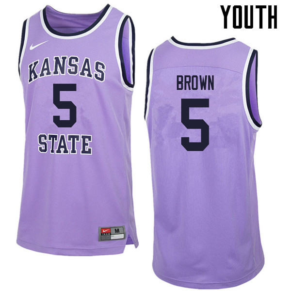 Youth #5 Barry Brown Kansas State Wildcats College Retro Basketball Jerseys Sale-Purple
